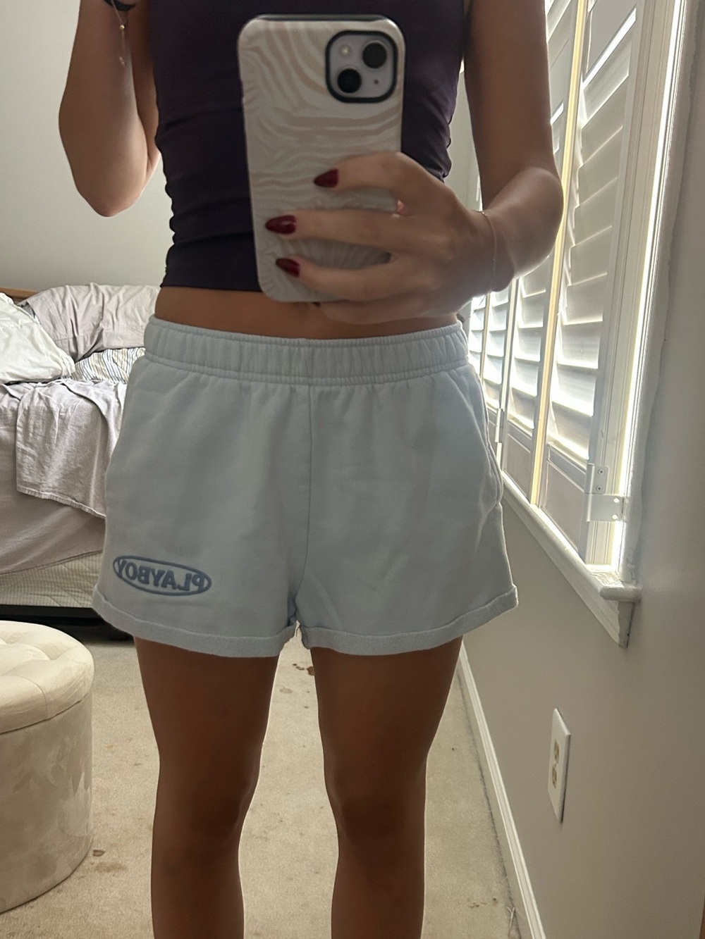 PacSun Light Blue PLAYBOY Elastic-Waist Athletic Shorts